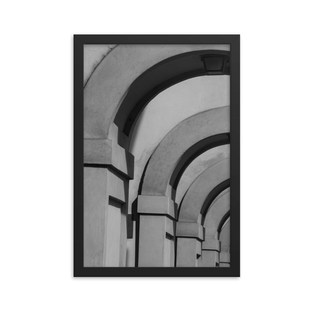 Arches of Ponte Vecchio Bridge - Black and White - Italy