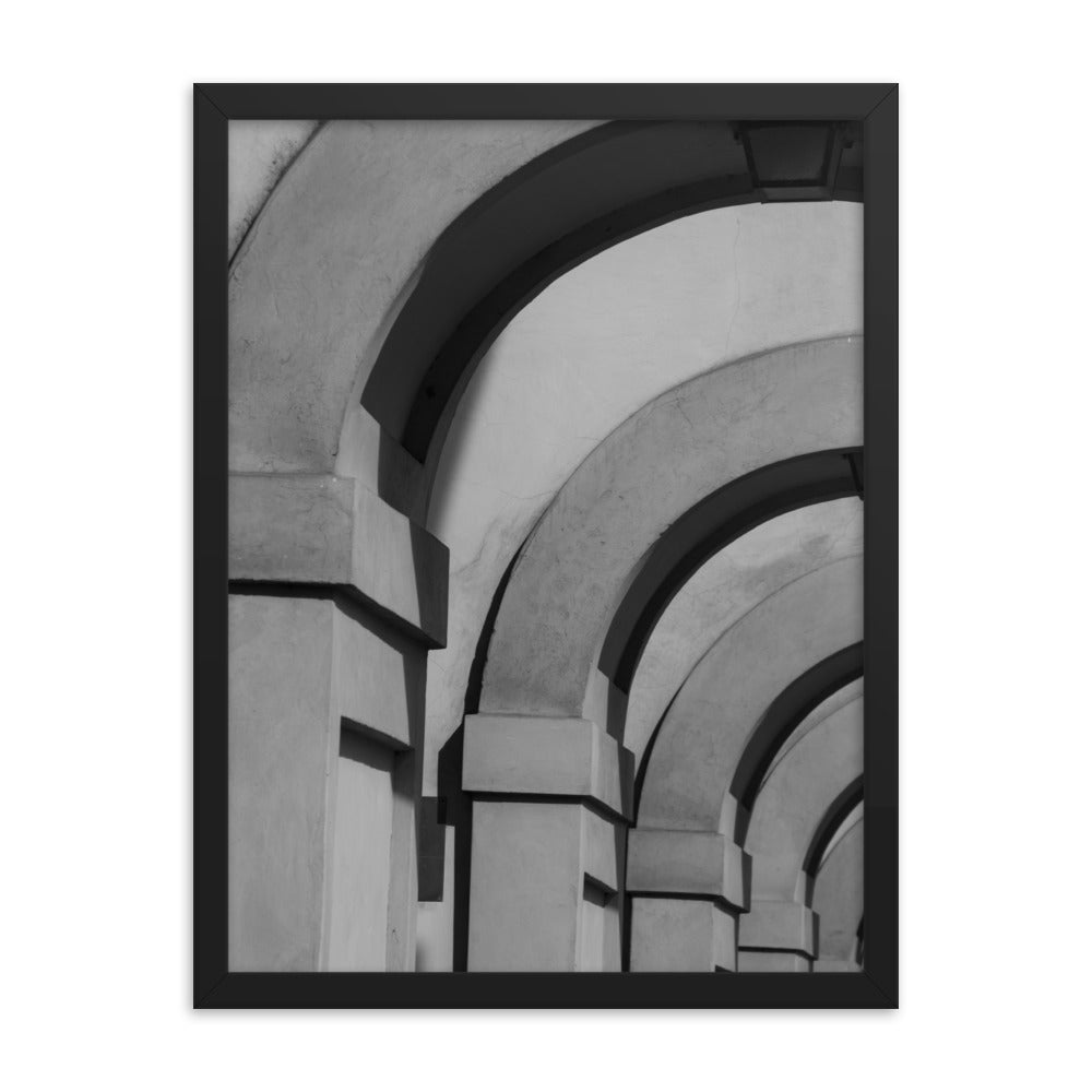 Arches of Ponte Vecchio Bridge - Black and White - Italy