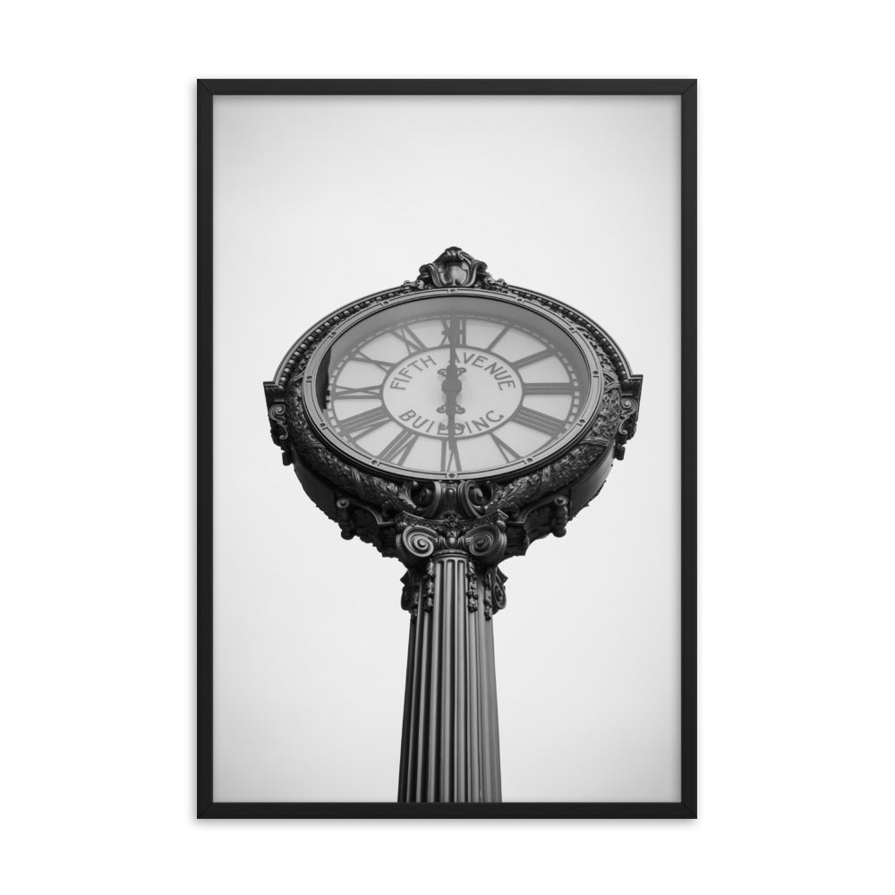 Fifth Avenue Building Clock - Black and White - Manhattan, New York