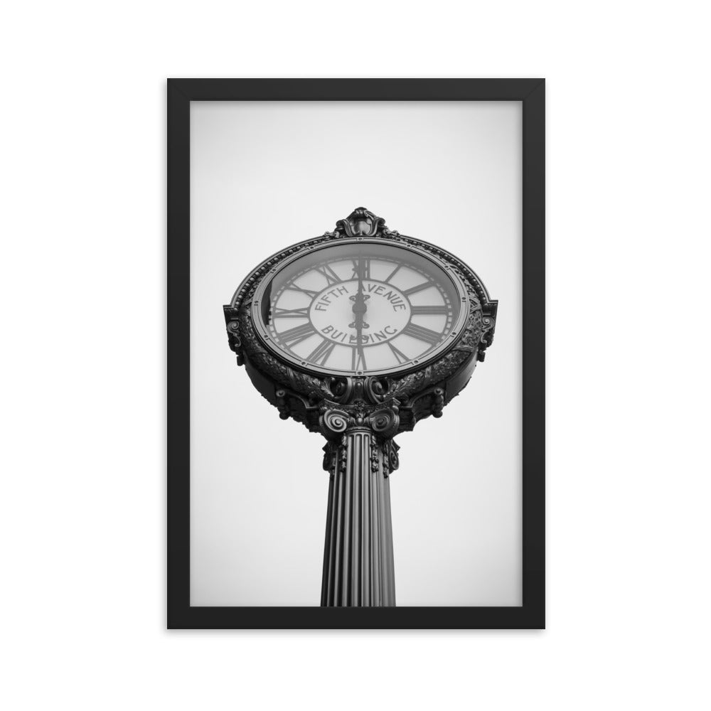 Fifth Avenue Building Clock - Black and White - Manhattan, New York